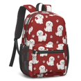 thumbnail image 2 of Maltese and Dog Paw Print Red 17" School Backpacks for Teens,Waterproof Oxford Fabric,S-Shape Padded Straps for School,Travel,Hiking,Camping, 2 of 6