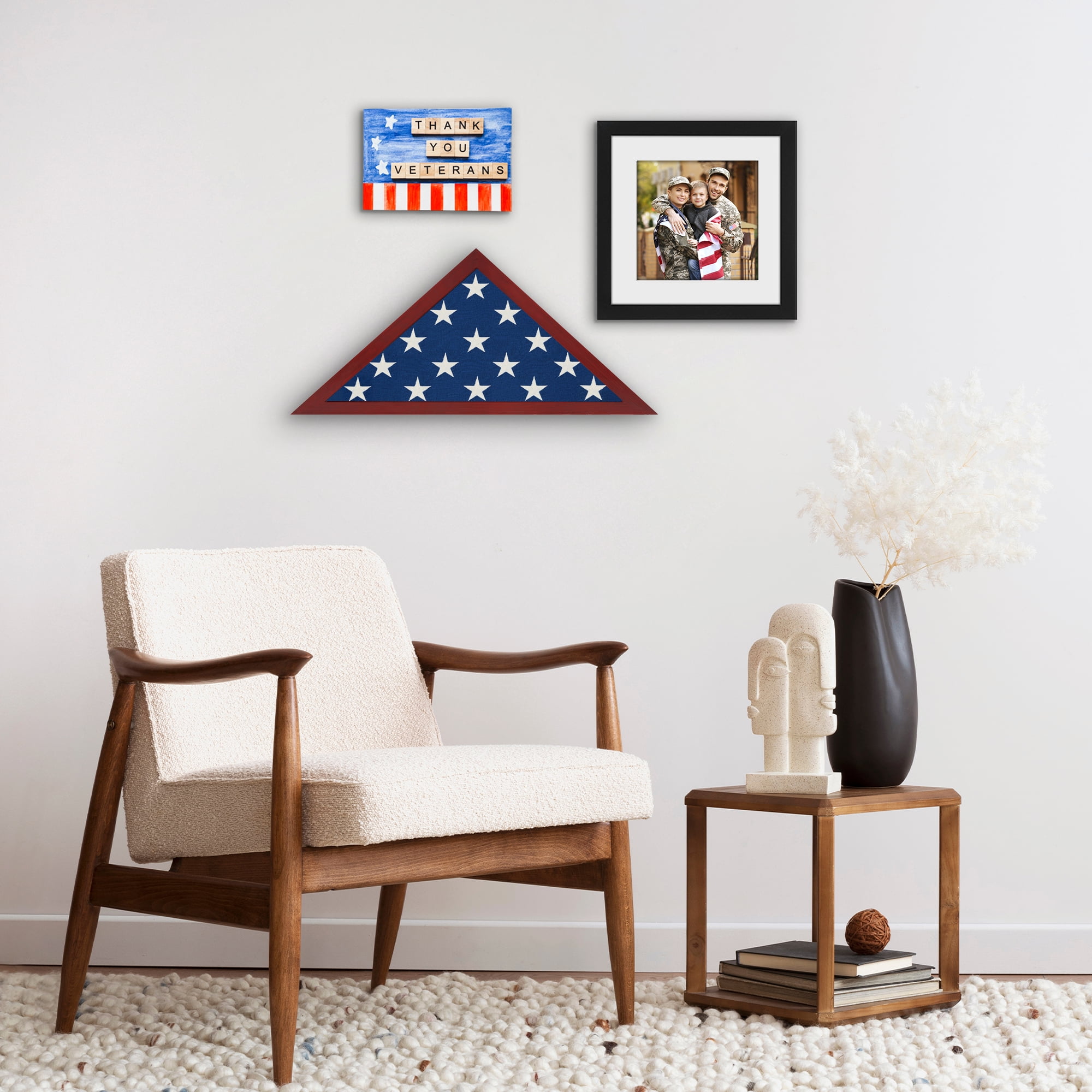 Americanflat 3x5 Picture Frame Small Folded Flag Display Case Fits Ceremonial Flags Not Burial - Mahogany