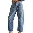 thumbnail image 2 of Jeans baggy tipo barrel con cintura elástica, azul, 2 of 5