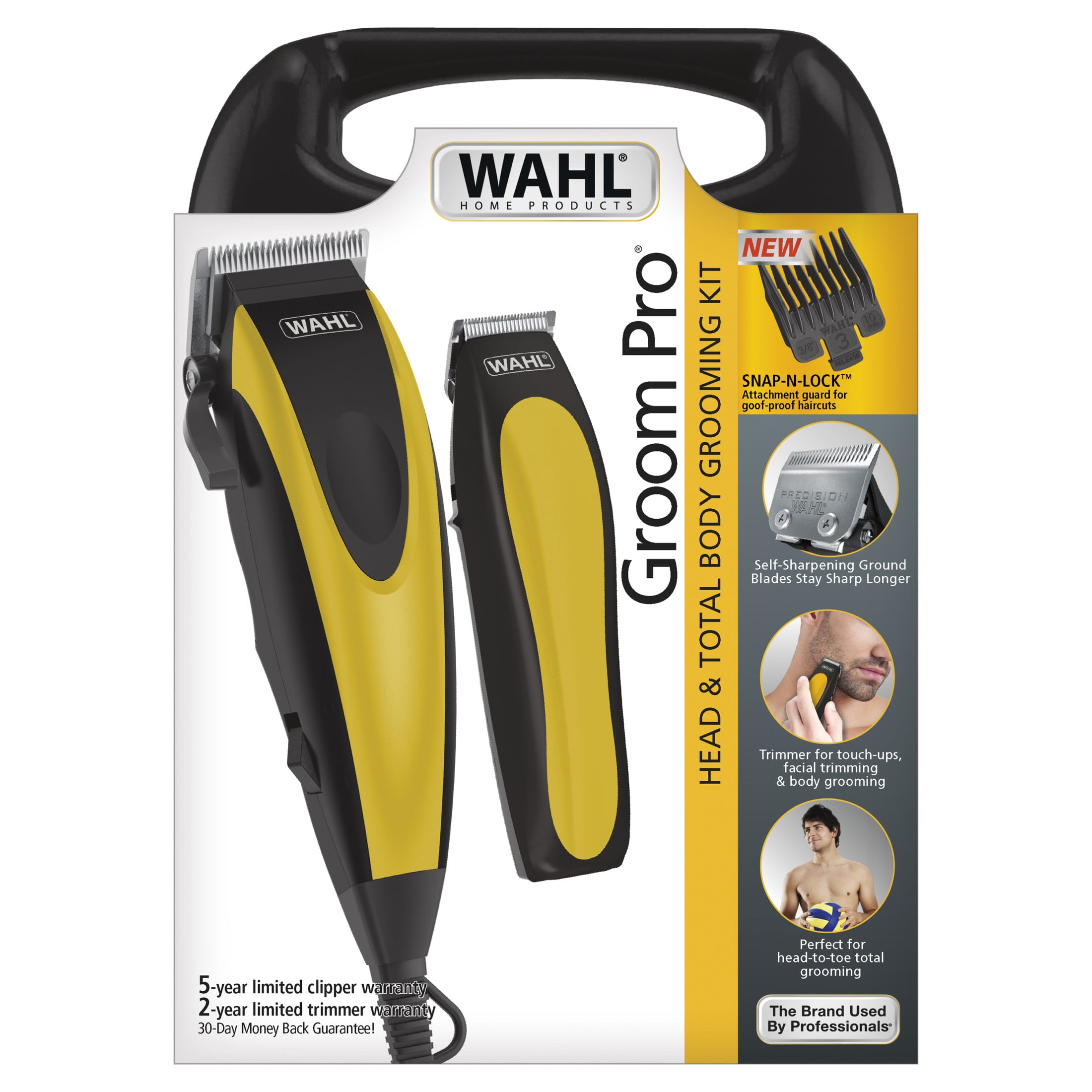 pack) Wahl Groom Pro Head Body Hair Clipper for Men, Corded