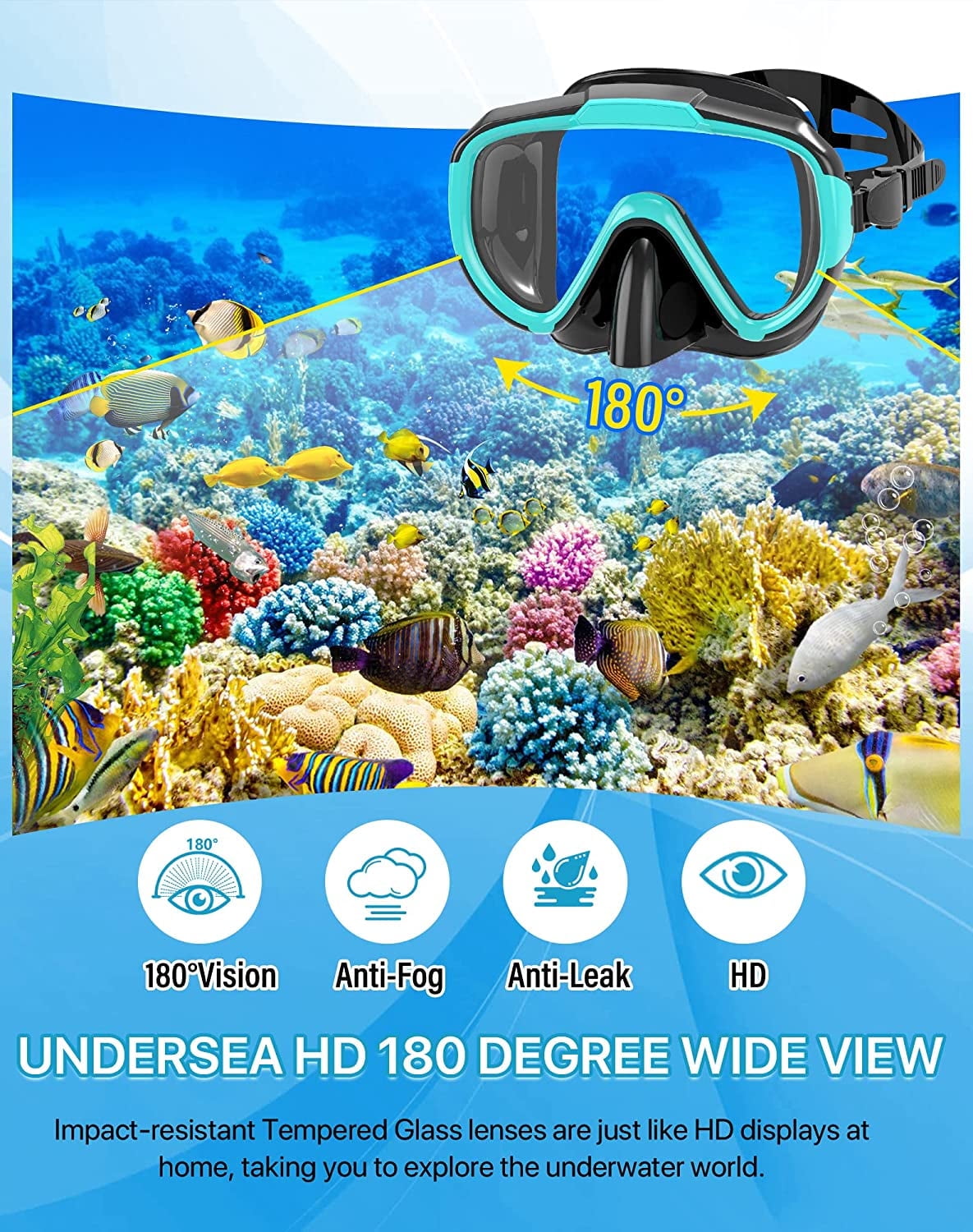 Gintenco Snorkel Set for Adult,4 in 1 Snorkel Set with Panoramic View,snorkeling gear for adults,Snorkeling and Travel Bag for Swimming GR-S