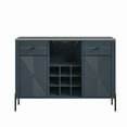 thumbnail image 3 of FESTIVO 42" Modern Wine Cabinet with Metal Glass Rack and Drawers - Navy Blue, 3 of 11