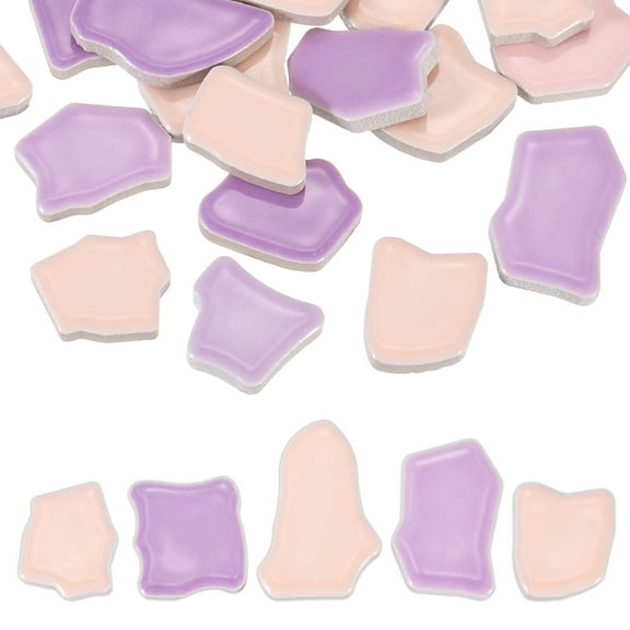 Uxcell 250g/0.55LB Irregular Ceramics Mosaic Tiles, 0.79"-1.57" Mosaic Stained Tile Broken Porcelain Pieces Stones Bulk for DIY Craft Making Vases Home Decoration, Purple Pink
