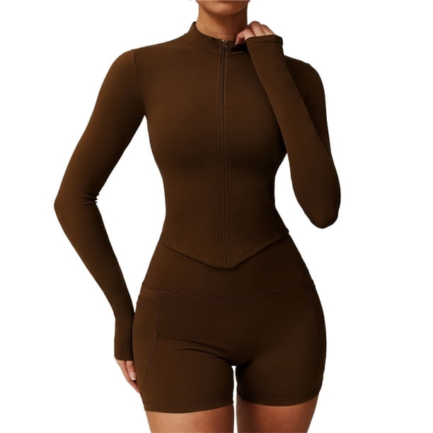 Chaqueta de Yoga for mujer, chaqueta de Yoga deportiva for correr al aire libre con cremallera, chaqueta de manga larga, ropa de Yoga de secado rápido for niñas