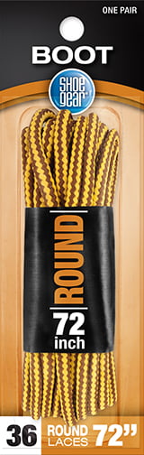 Shoe Gear Round Brown/Yellow Boot Lace, 72"