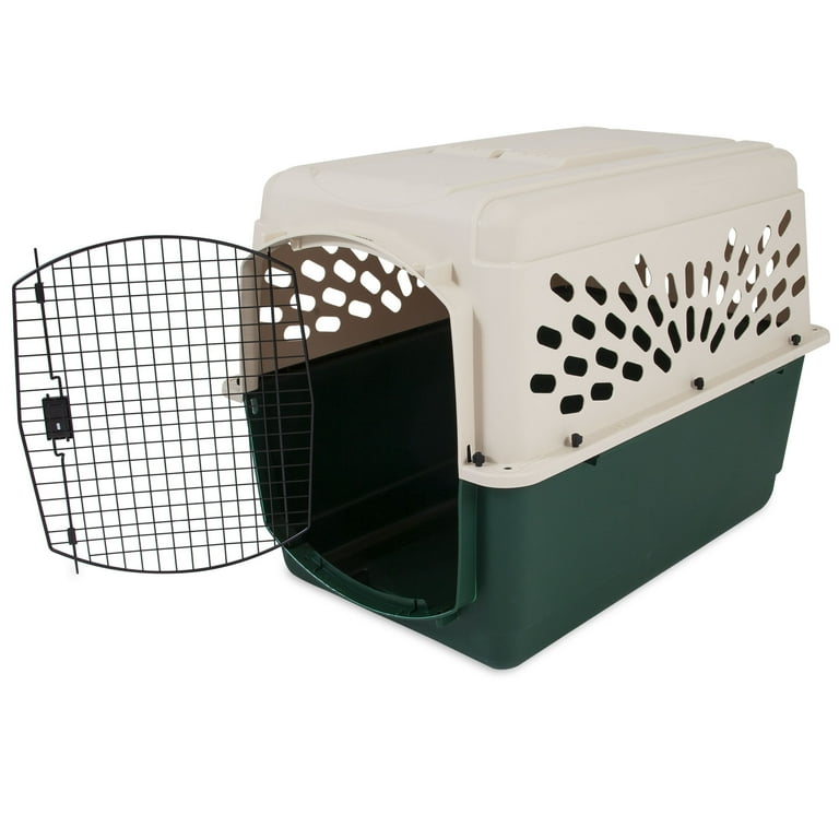 Petmate Ruffmaxx Plastic Dog Kennel, 40 inch Length, for Dogs 70-90 Pounds,  Tan/Green 