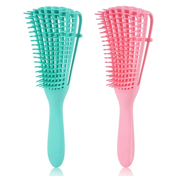 Cepillo para desenredar el cabello de 2 piezas, peine para el cabello para mujeres y hombres, cepillos para el cabello natural para todo tipo de cabello, cabello texturizado de 3a a 4c, cabello húmedo y seco. Desenredador de Nudos Fácil de Limpiar Vhermosa HMHZ1479-4
