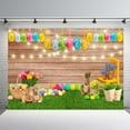 thumbnail image 2 of Spring Easter Backdrop for Photography Easter Eggs Bunny Green Grass Floral Rustic Wood Background Baby Shower, 2 of 5