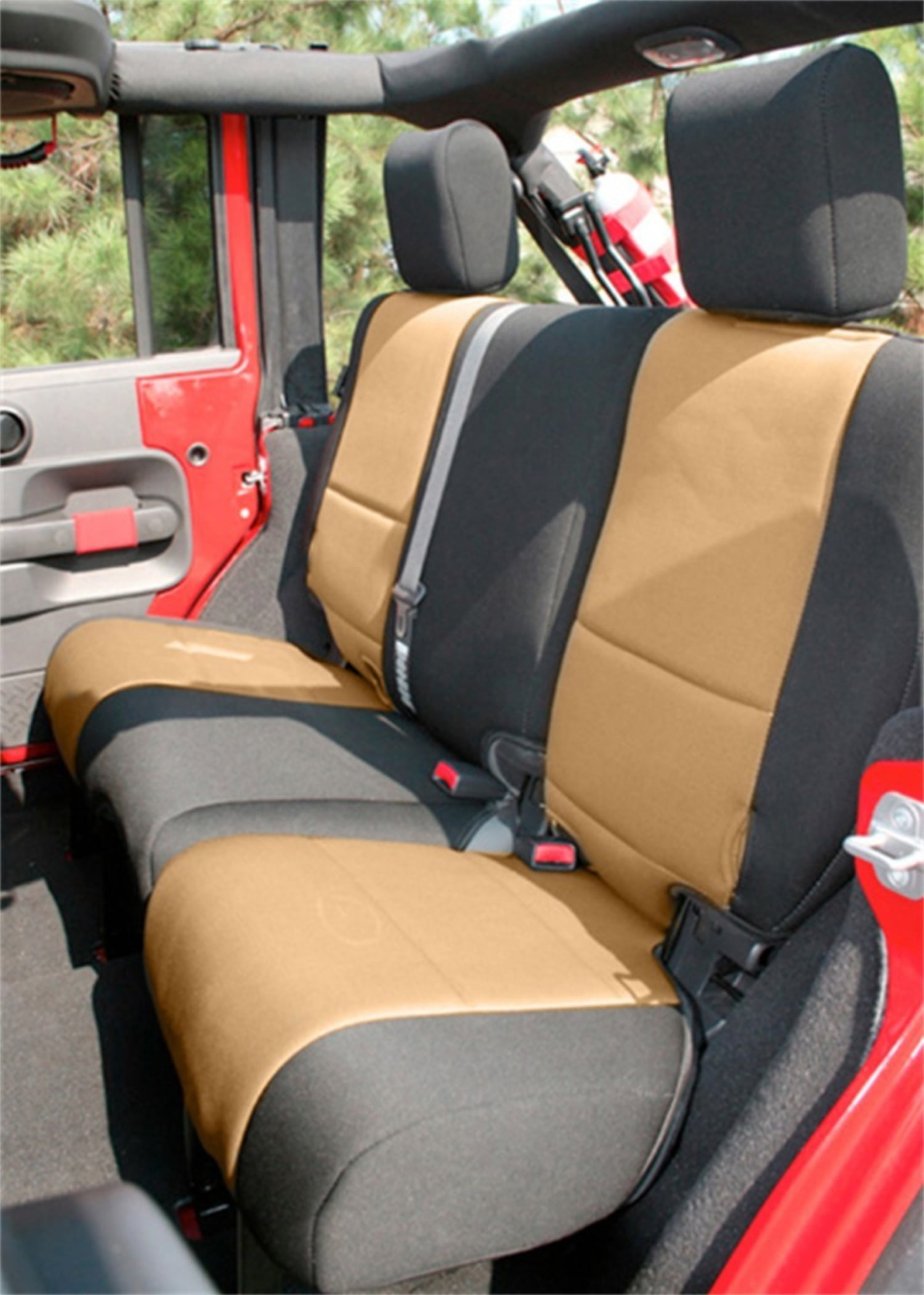 Rugged Ridge by RealTruck Seat Covers for Wrangler JK 2-Door | Front/Rear, Black/Tan | 13296.04 | Compatible with 2011-2018 Jeep Wrangler JK 2-Door