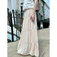 thumbnail image 3 of Suagox Women Long Skirt, Elegant Low Waisted Skirt Pleated Solid Flowy Summer Skirt for Casual Daily, 3 of 10
