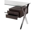 thumbnail image 3 of Pangea Home Beverly Small Modern Tempered Glass & Wood Veneer Desk in Espresso, 3 of 5