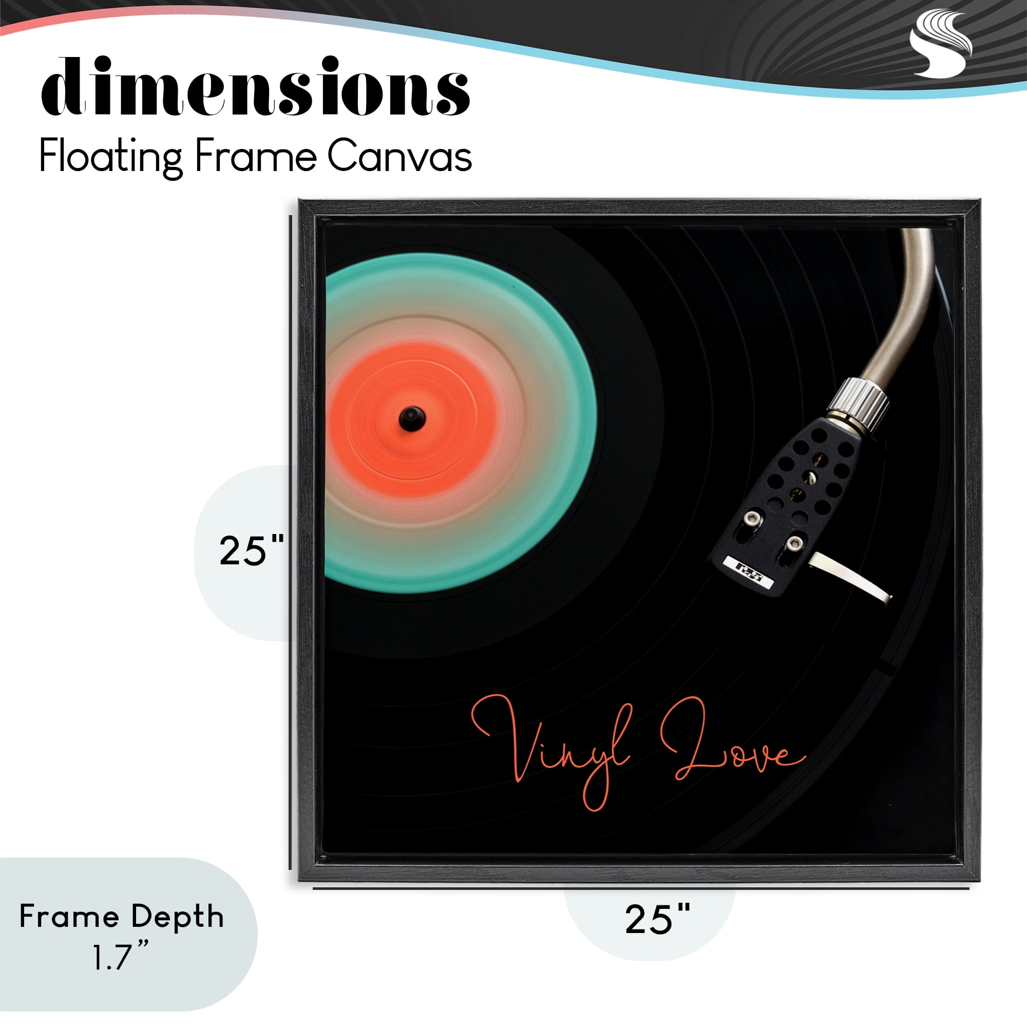 Stupell Industries Spinning Record Vinyl Love Black Framed Floater Canvas Wall Art, design by Tom Quartermaine