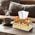 thumbnail image 4 of COEQINE Tissue Box Cover Case PU Leather Rectangle Facial Paper Dispenser Napkin Tissue Organizer for Bedroom Dresser, Dinner Table, Office Tabletop Fall Home Decor, Maple Leaf Yellow Green, 4 of 7