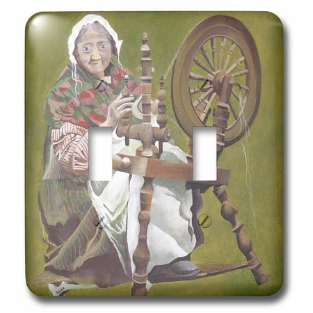 3dRose Spinning a Yarn - Spinning Wheel, crafts, green, hobby, ireland, irish, nostalgic - Double Toggle Switch