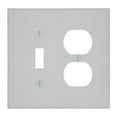 thumbnail image 2 of Leviton 80505-W White Midway Two Gang Combination Toggle Switch Duplex Receptacle Wall Plate, 2 of 5