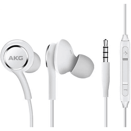 OEM InEar Earbuds Stereo Headphones for Tecno Camon 17 Pro Plus Cable - Designed by AKG - with Microphone and Volume Buttons (White)