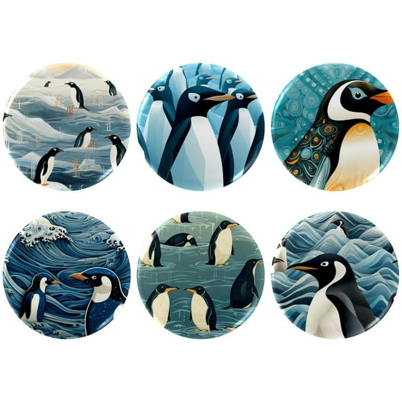 Penguin Badges with Pins for Backpacks Parties Ties Hats Corporate Events Personalized Custom Photo Text Logo Button