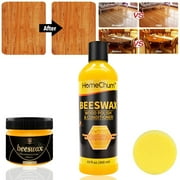 HomeChum Wood Seasoning Beewax 80ml + 300ml, Traditional Beeswax Polish with Sponge for Floor Tables Chairs Cabinets Wood & Home Furniture, Christmas Gifts