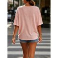thumbnail image 4 of Summer Women's Casual Solid Color T-shirt Half Sleeved Simple V-neck Tee Tops, 4 of 6