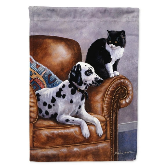 Carolines Treasures BDBA0265GF Dalmatian with Cat Flag Garden Size  Small multicolor