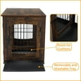 thumbnail image 5 of Wooden Dog Crage Furniture 4-door Dog House with Latch Lock Dog Cage with Storage Dog Crate with Tray Dog Crate on Wheels Sturdy Dog Cage Doghouse Furniture, Brown, 5 of 7