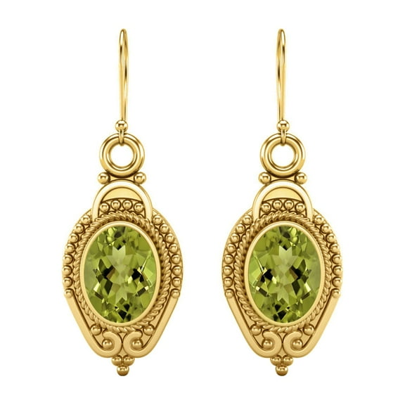 7x5mm Oval Peridot Dangle Women's Earrings Jewelry 925 Sterling Silver Gold Vermeil
