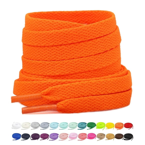 Stepace [2 Pairs Flat Shoe Laces for Sneakers 5/16"" Width 30""-72"" Length 26 Color Shoelaces Orange 45""(114 cm)