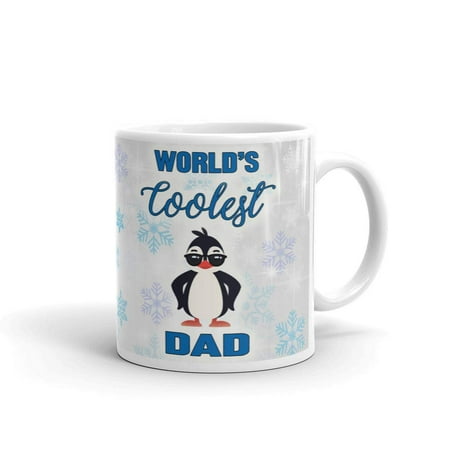 

World s Coolest Dad Father s Day Gifts Penguin Coffee Tea Ceramic Mug Office Work Cup Gift 11 oz