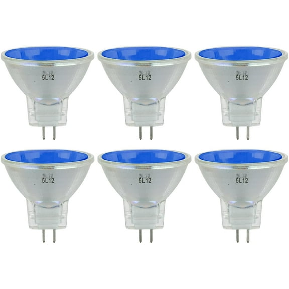 Diodesy- Pack of 6 20MR11/SP/12V/B MR11 Blue Halogen Light Bulb, GU4 Mini Reflector with Cover Glass, 20W, 10? Narrow Spot for Lamp/Christmas/Party Decoration/Branding, 2000Lifespan Hour, Mercury Free