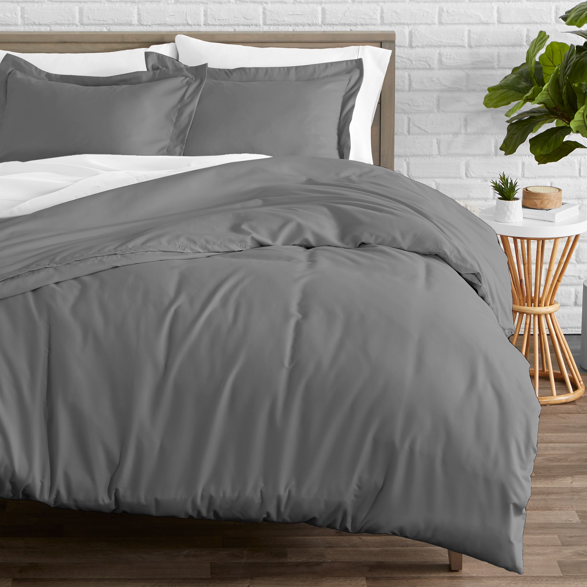 Twin//Twin XL, Grey Hypoallergenic Premium 1800 Ultra-Soft Bare Home Duvet Cover Twin//Twin Extra Long Easy Care and Wrinkle Resistant Brushed Microfiber