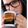 thumbnail image 2 of 3dRose, Sunset Clouds Trees Orange Yellow, 15oz Two-Tone Blue Mug, 2 of 7