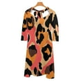 thumbnail image 6 of Abstract Coral Leopard Print Womens Summer Dress Tie Back A Line Flare Dress, 6 of 9