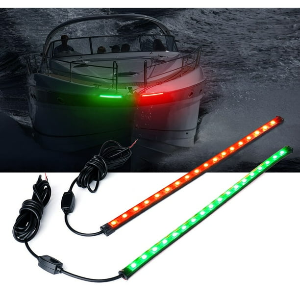 Xprite 12" LED Red Green Navigation Light for Marine Boat Vessel