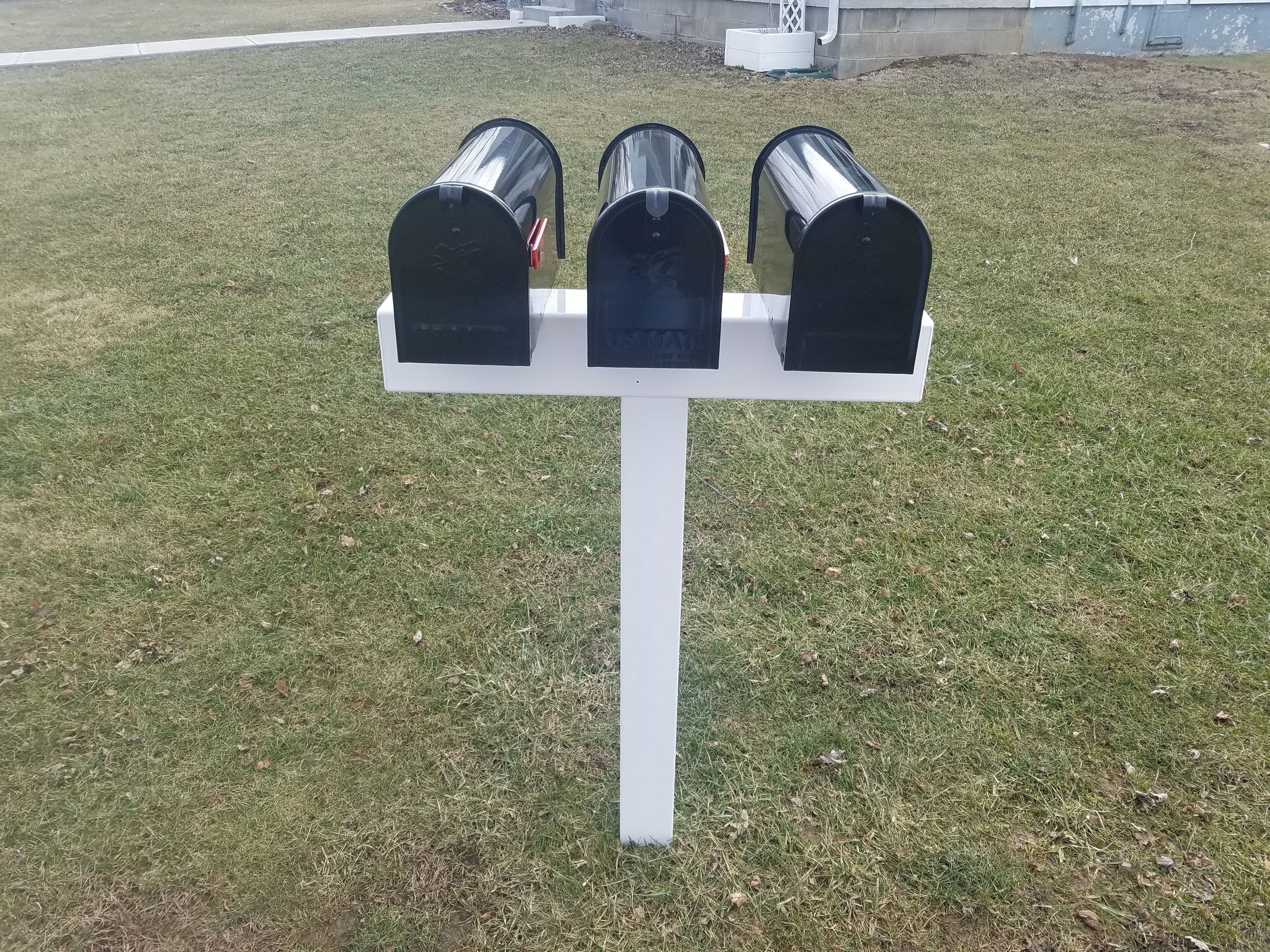 Handy Post 3 Mailboxes, HP-1W3, Heavy Duty, Lifetime Warrantied, White, Vinyl, Sleeve