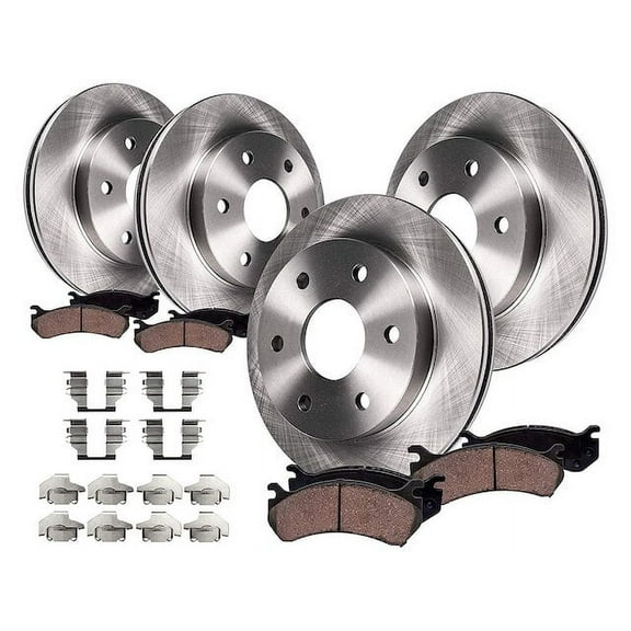 Front and Rear Ceramic Brake Pad and Rotor Kit - Compatible with 2009 - 2017 Chevy Traverse (with 12.80-inch, 325mm Front) 2010 2011 2012 2013 2014 2015 2016
