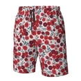 thumbnail image 6 of Uemuo Red Hawthorn Pattern Men's Swim Trunks Hawaiian Beach Bathing Suit Swimsuits Beach Quick-Dry Shorts with Pockets-X-Large, 6 of 9