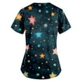 thumbnail image 3 of ADSSDQ Scrub Tops Women Print Breathable Short Sleeve V-Neck Plus Size Shirts Tee Tops with Pockets Nurse Working Uniform Dark Blue XL, 3 of 3
