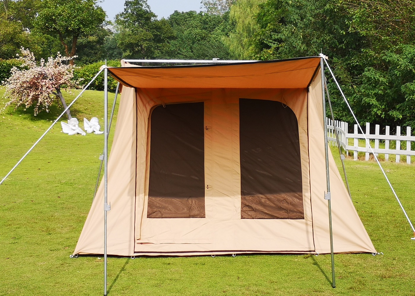 Large Family Sized 10x10x6.8ft Canvas Tent Flex-Bow Deluxe for 4