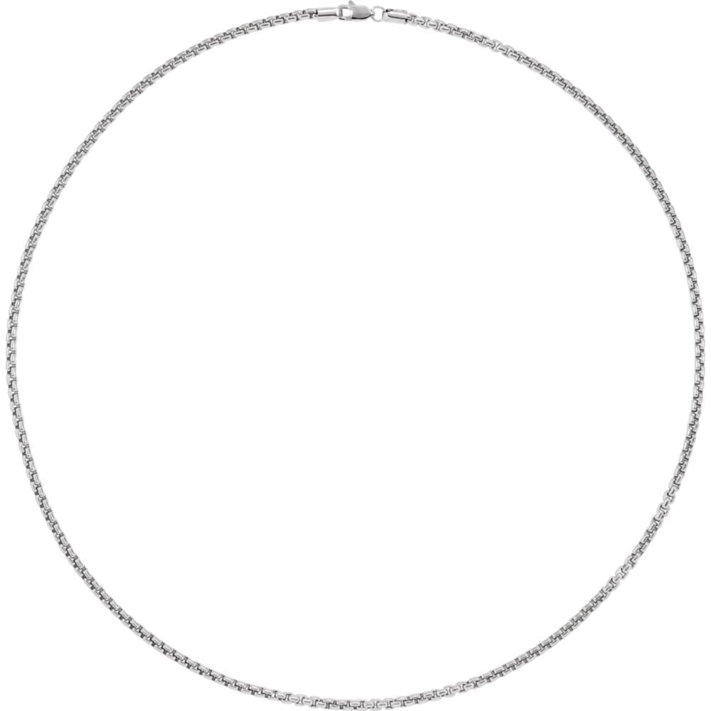 The Black Bow Sterling Silver 2.6mm Round Solid Box Chain Necklace, 24 Inch