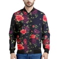 thumbnail image 4 of Chaqueta con cremallera y estampado de flores de rosas para hombre, abrigo con estampado floral en 3D de plantas, chaquetas informales de gran tamaño, ropa de calle, mangas largas, 4 of 5