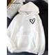 thumbnail image 5 of Sudadera con estampado de corazón simple para mujer, sudaderas con capucha sueltas informales suaves, Tops de lana cálidos para estudiantes, Otoño e Invierno, 5 of 5
