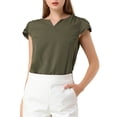 thumbnail image 1 of INSPIRE CHIC Blouse de Travail à Manches Courtes Col en V Uni pour Femmes, 1 of 6