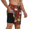 thumbnail image 3 of Balery Coffee Cups Mens Swim Trunks Swim Shorts for Men Quick Dry Inseam Beach Shorts with Compression Liner Pocket-X-Large, 3 of 9