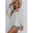 thumbnail image 3 of Women's Beige Long Sleeve Embroidered Print Blouse, 3 of 5