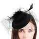 thumbnail image 1 of Jumpingount Sombrero tocado para mujer, velo de malla de plumas, Festival, boda, escenario, espectáculo, novia, decoración, pinza para el pelo, Sombreros Negro, 1 of 5