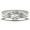 thumbnail image 1 of Gorgeous Boho & hippie 2.00 Carat Oval Cut Vintage Look Diamond Moissanite Engagement Ring Set, Wedding Ring in 925 Sterling Silver With 18k White Gold Plating, Promise Ring, 1 of 4