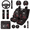 Skull and Rose Pattern, variant on HUIACONG Car Seat Cover Set, with Auto Hand Rest Pad Car Center Console Armrest Cover Car Seat Covers, 14-Piece Skull and Rose Pattern Car Interior Accessory Kit