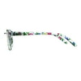 thumbnail image 3 of Womens Flower Pattern Thin Plastic Horn Rim Reading Glasses Green Pink, 3 of 4