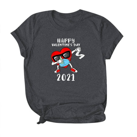 

Sayhi Valentine s Women Tops Lover Shirts Couples Sleeve Short Print 2021 T Day Women s Maternity Dry Fit Shirt