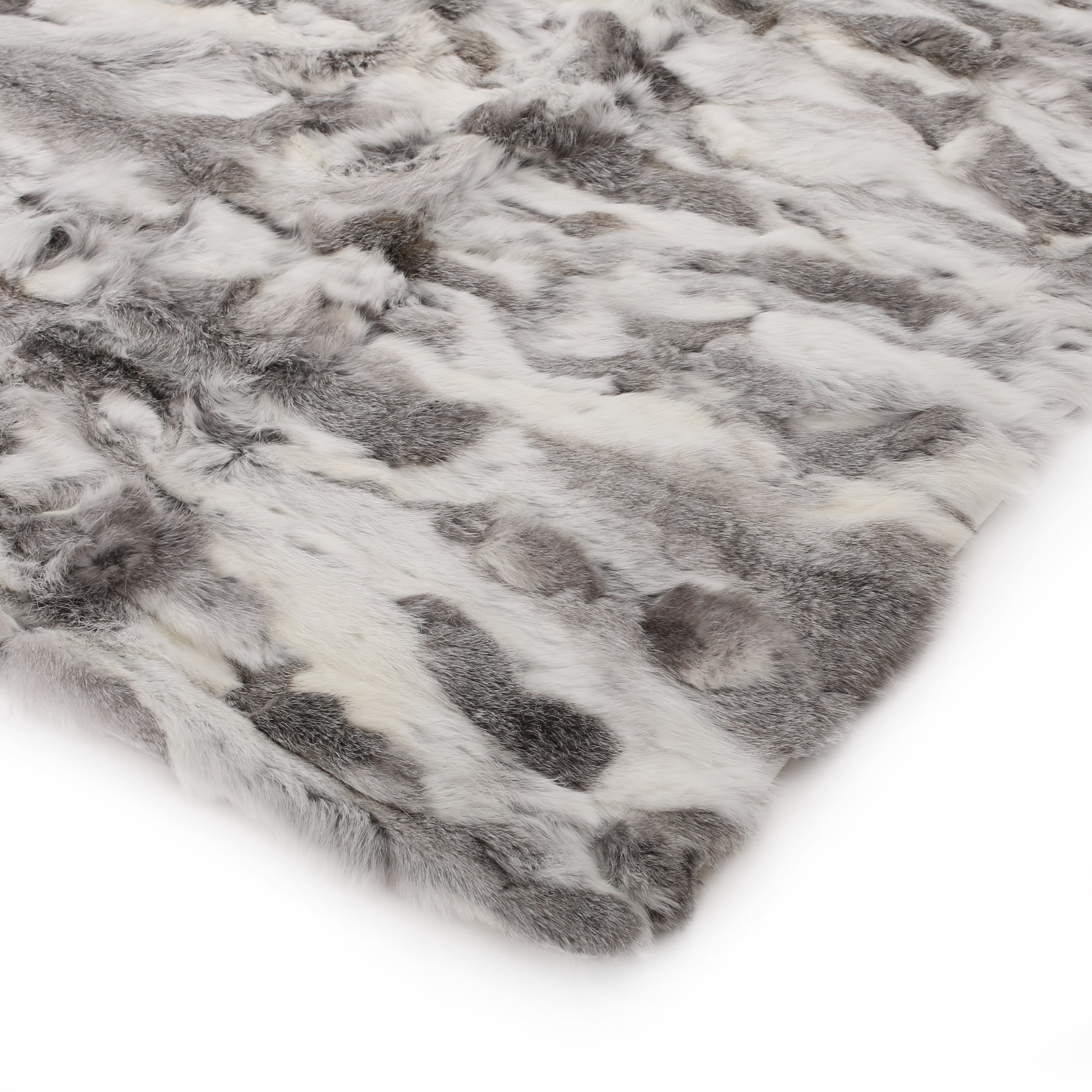 Noble House Victor Glam Fur Throw Blanket, Gray, White
